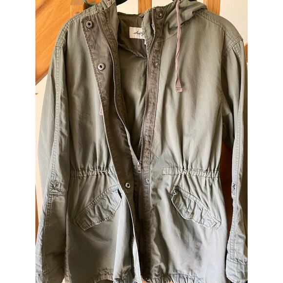 Sebby Collection army green utility zip hooded jacket - Picture 5 of 7